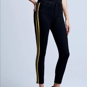 L’Agence Margot Stripe Black Jean with Gold Stripe